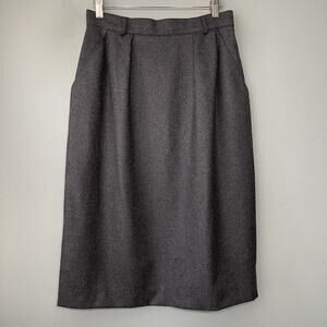 Vintage Charcoal Wool Midi Skirt Fits Size Small Classic Heritage High Waist